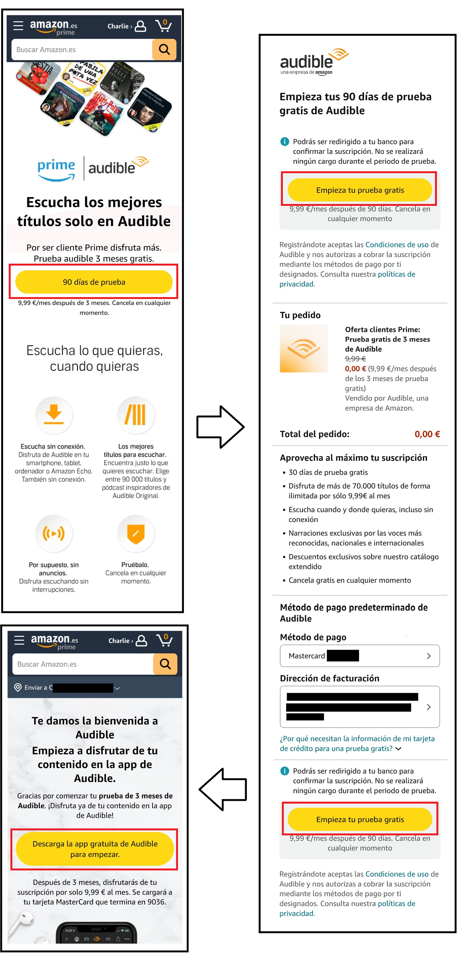 Activar período prueba Audible